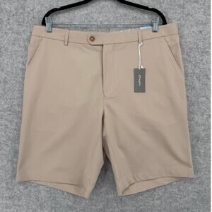 NWT J. McLaughlin Bradley Khaki Beige Solid Flat Front Shorts Size Men's 38